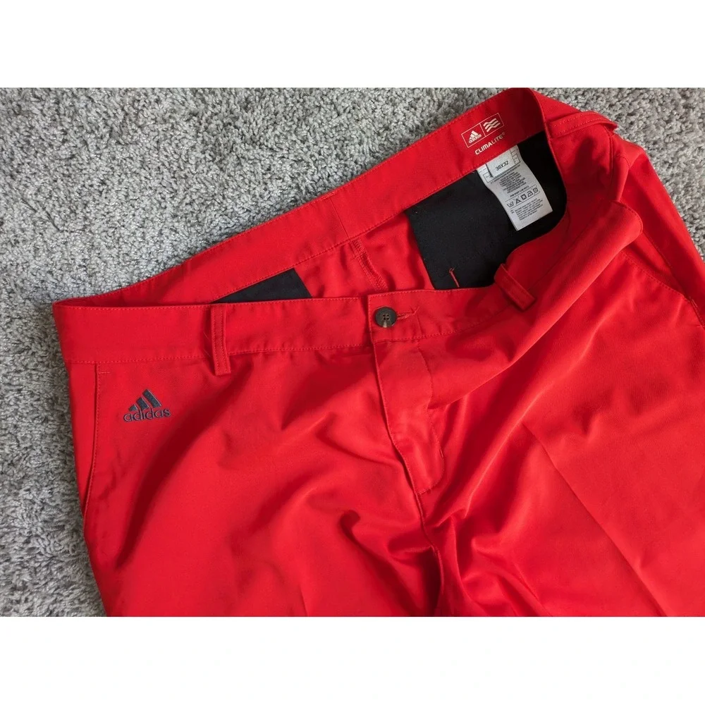Adidas Climalite Men's Golf‎ Pants Orange 3 Stripe 36x32 Lightweight